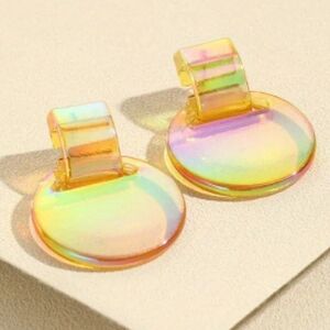 Iridescent Laser Resin Yellow Earrings